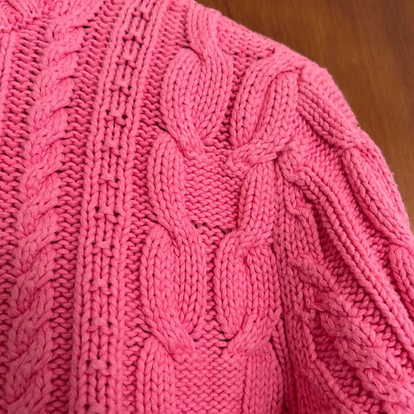Chaps Pink Cable Knit Cotton Turtleneck Sweater, Size Med, Preloved - Picture 6 of 9